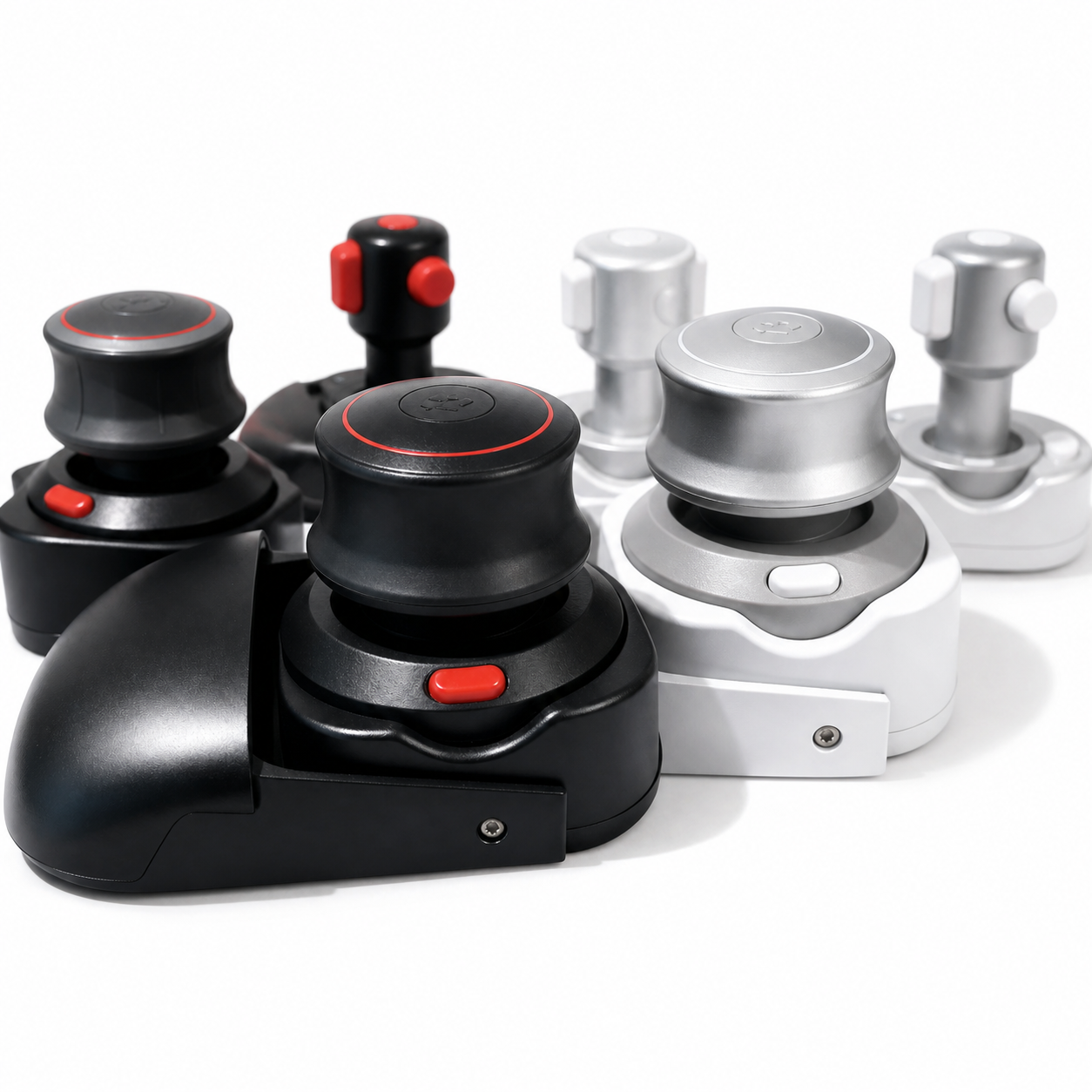 Wireless 3D CAD Mouse product image showing black and white and black and red colors
