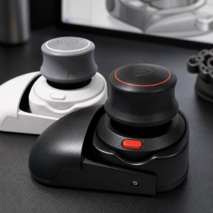 Wireless 3D CAD Mouse black red colorway with black white colorway behind